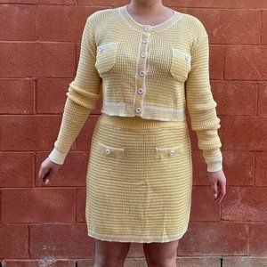 Yellow, White Striped Matching Set